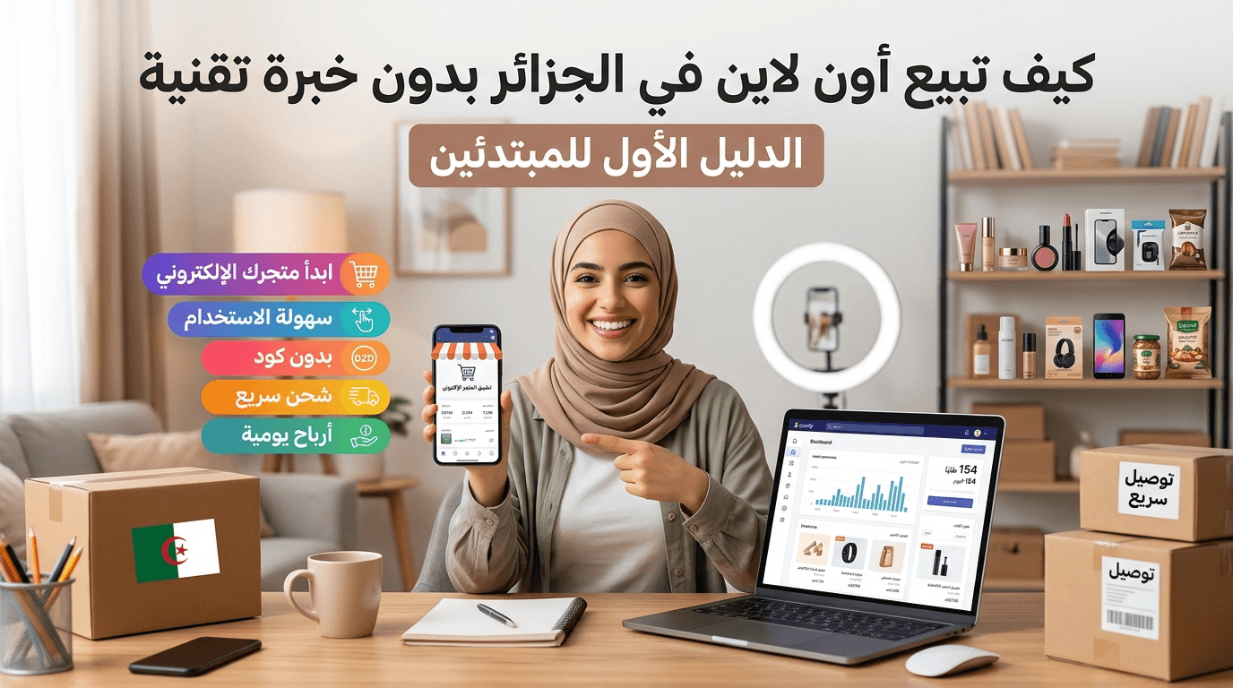 كيف تبيع أون لاين في الجزائر بدون خبرة تقنية — الدليل الأول للمبتدئين